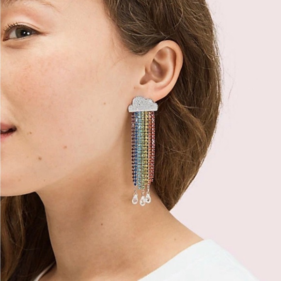 (RARE) Kate Spde Into The Sky Rainbow Fringe Earrings NWT - Picture 5 of 5